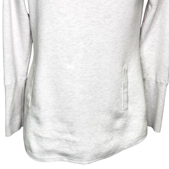 Tahari Ivory Gray Mock Turtleneck Tunic Sweater Pockets Zipper Detail Womens SM - Picture 4 of 9